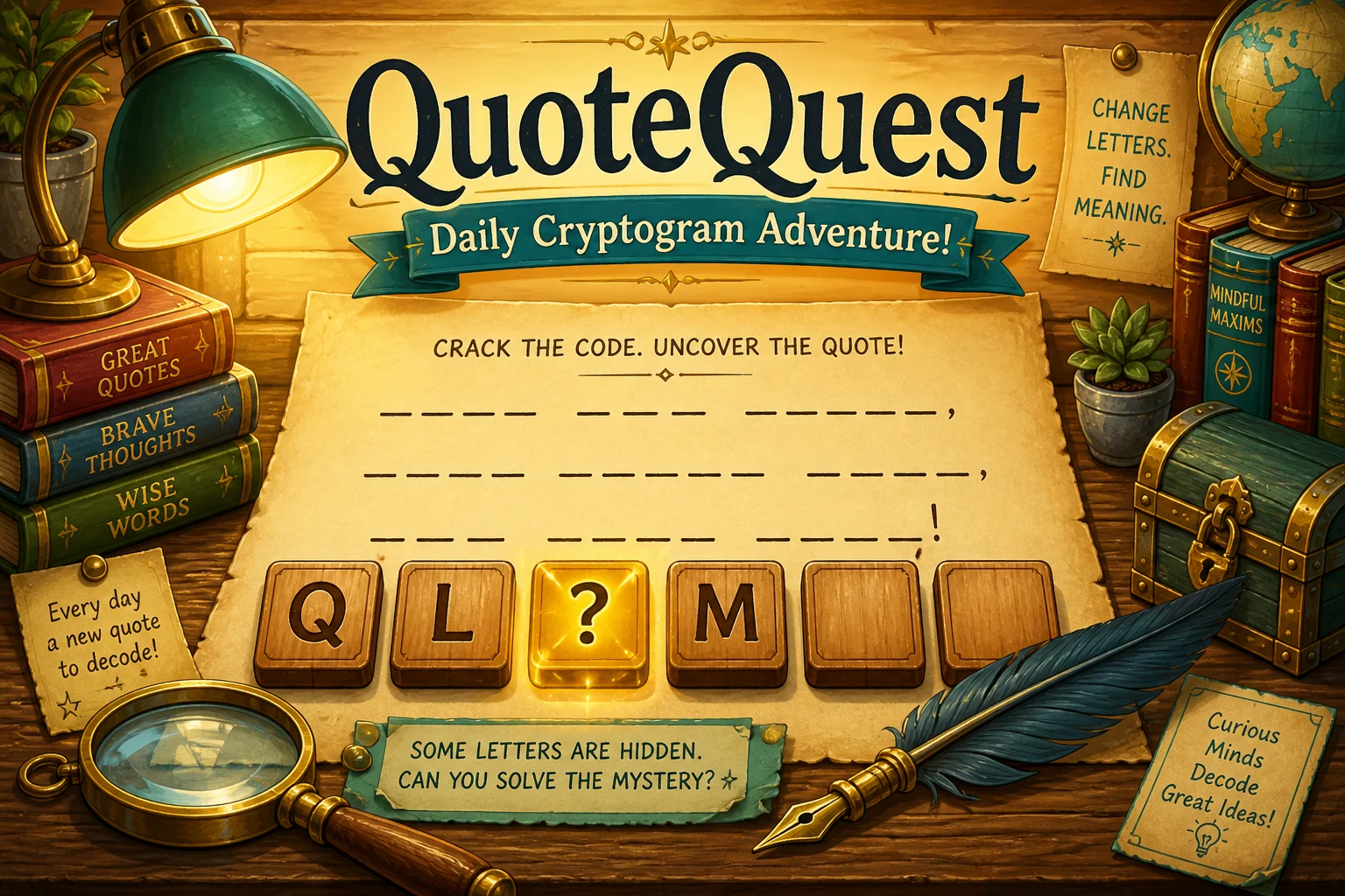 QuoteQuest: The Daily Decoder — Famous Quote Cryptogram game thumbnail